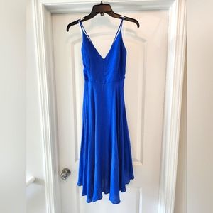 Lulus blue lace up midi dress, size small